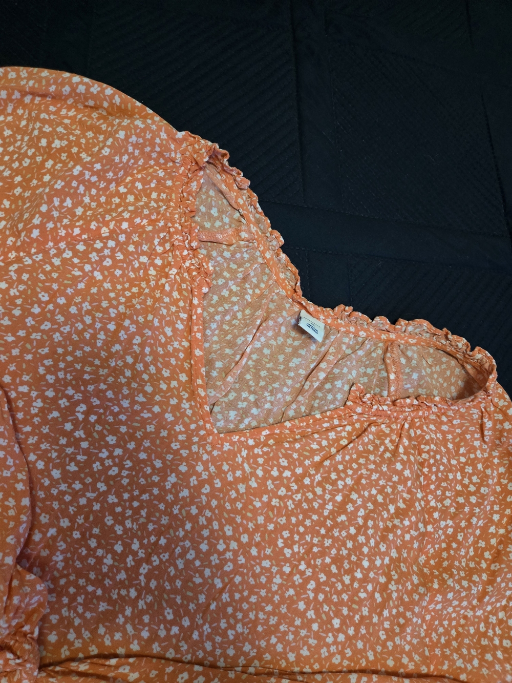 Women's Orange Floral Peasant Blouse - Lightweight Summer Top